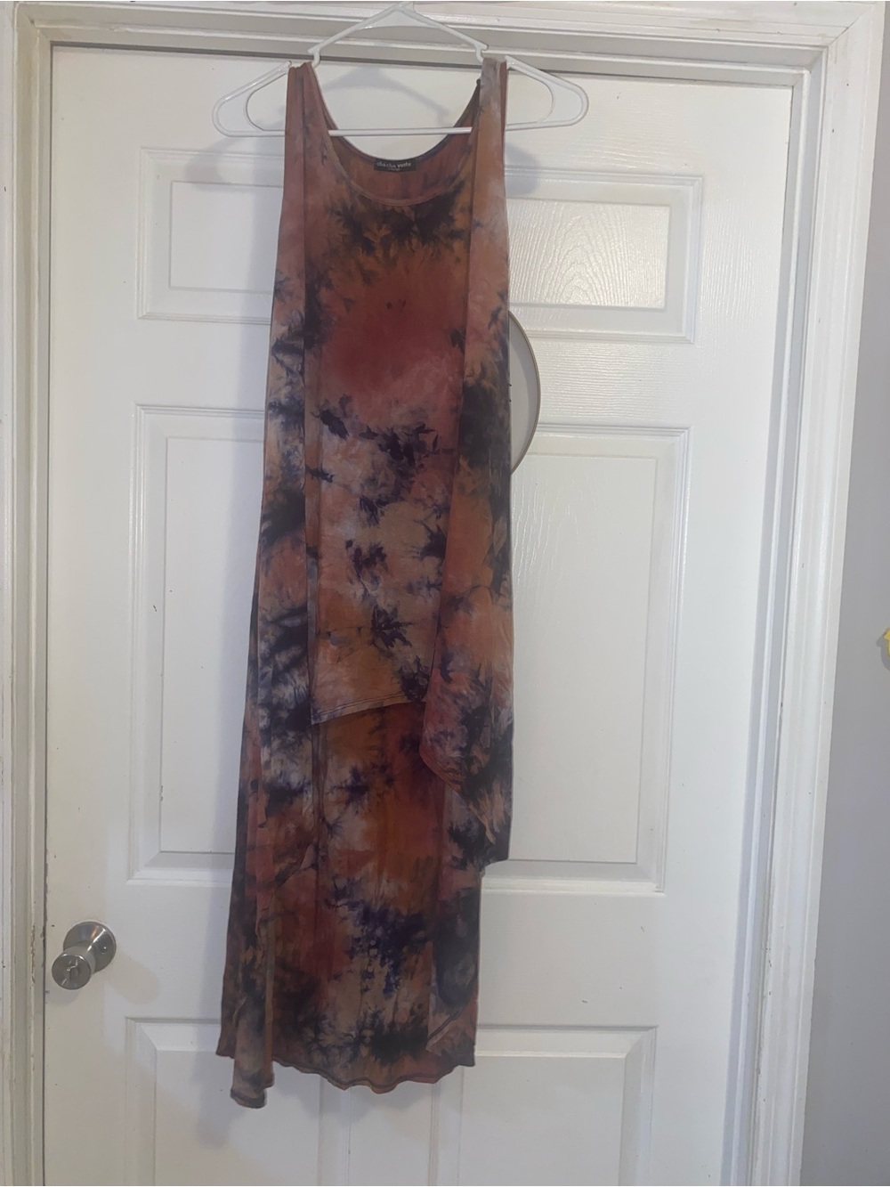 cha cha vente Tie-Dye Tank Dress in Rust and Black